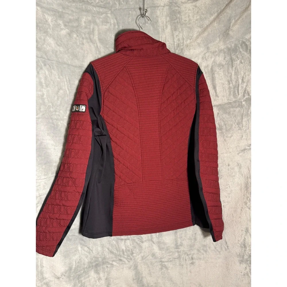 Kerrits‎ Womens Red Black Quilted Horseshoe Equestrian Full Zip Jacket  Large
